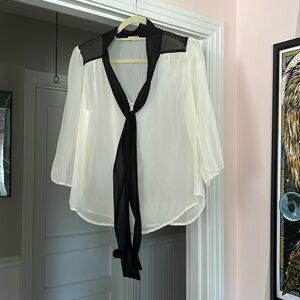 Sheer tie front shirt
